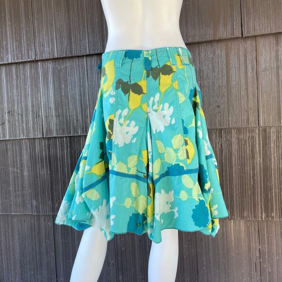 🔥Vintage Marithe Francois Girbaud Floral Full Circle Ruffled Knee Length Skirt - Picture 3 of 16